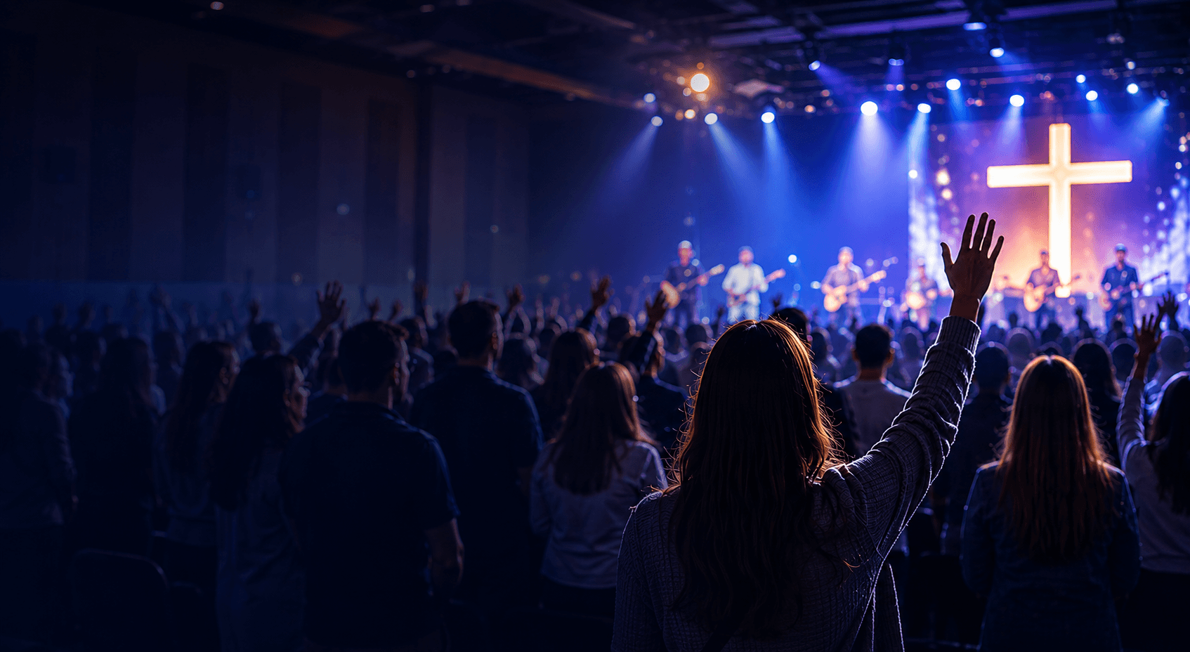 A church community worshipping together